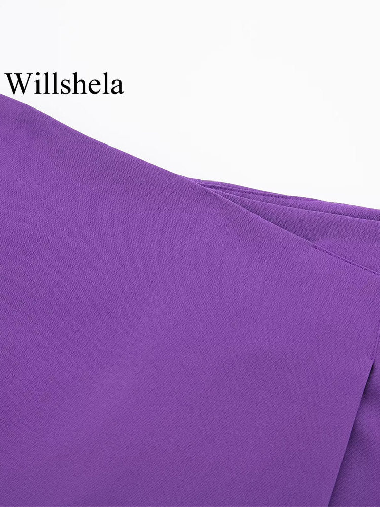 Willshela Women Fashion Solid Asymmetrical Side Zipper Skirts Shorts Vintage Hi image 18
