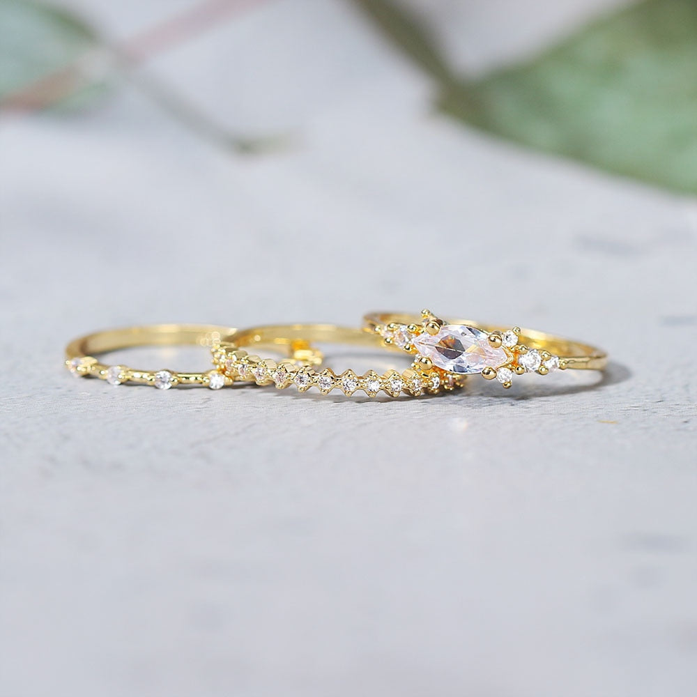 New INS Gold Color Noble Trend Dainty Rings For Women Entry Lux Zircon Midi Fin image 5