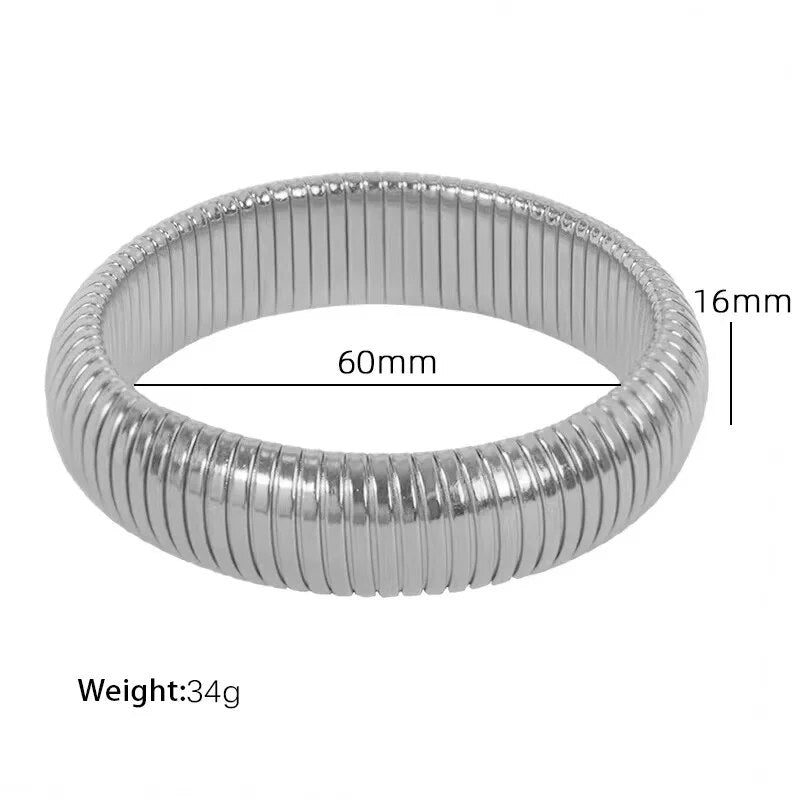 18k Gold Plated Stainless Steel Snake Twist Elastic Bracelets for Women Punk Fa image 4