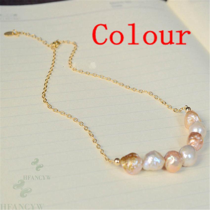 11-12mm Color Baroque Pearl Necklace 18 K Gold Classic Luxury Chic Party Handma image 2