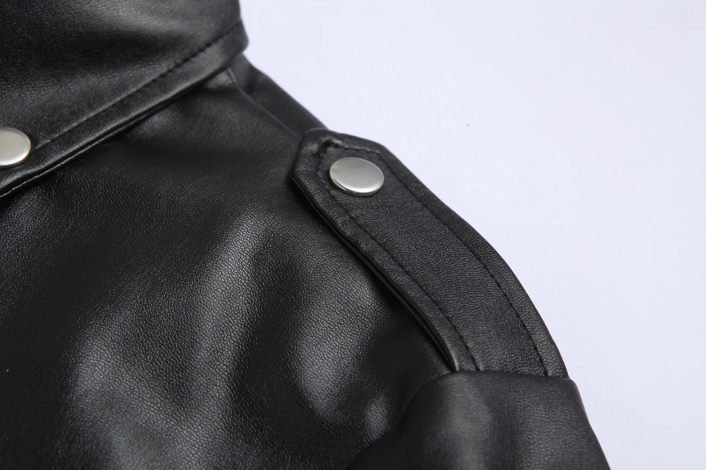 2024 Mens Fashion Leather Jacket Slim Fit Stand Collar PU Jacket Male Anti-wind image 3