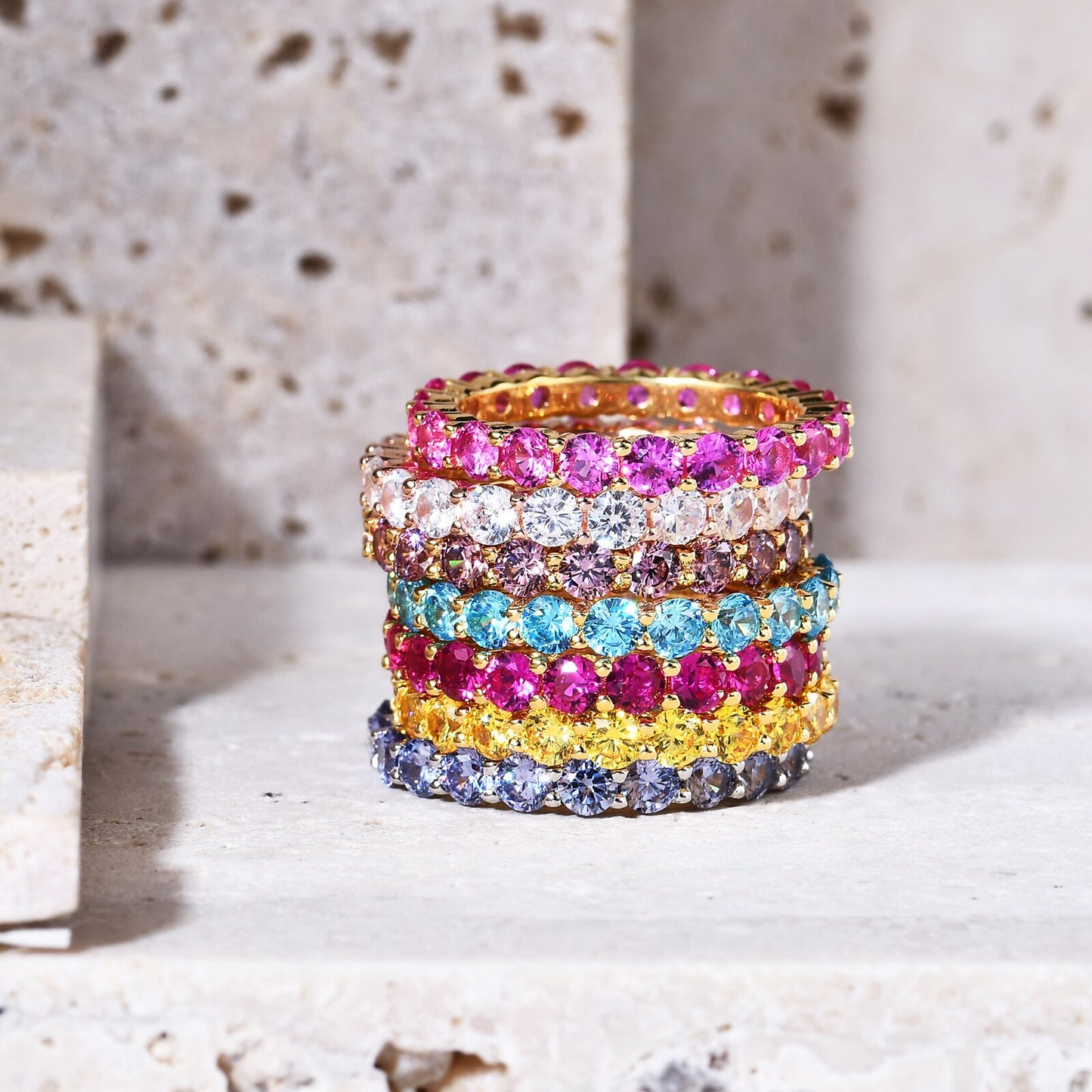 GEM'S BALLET 925 Sterling Silver 18K Gold-filled Gemstone Eternity Band Ring image 10