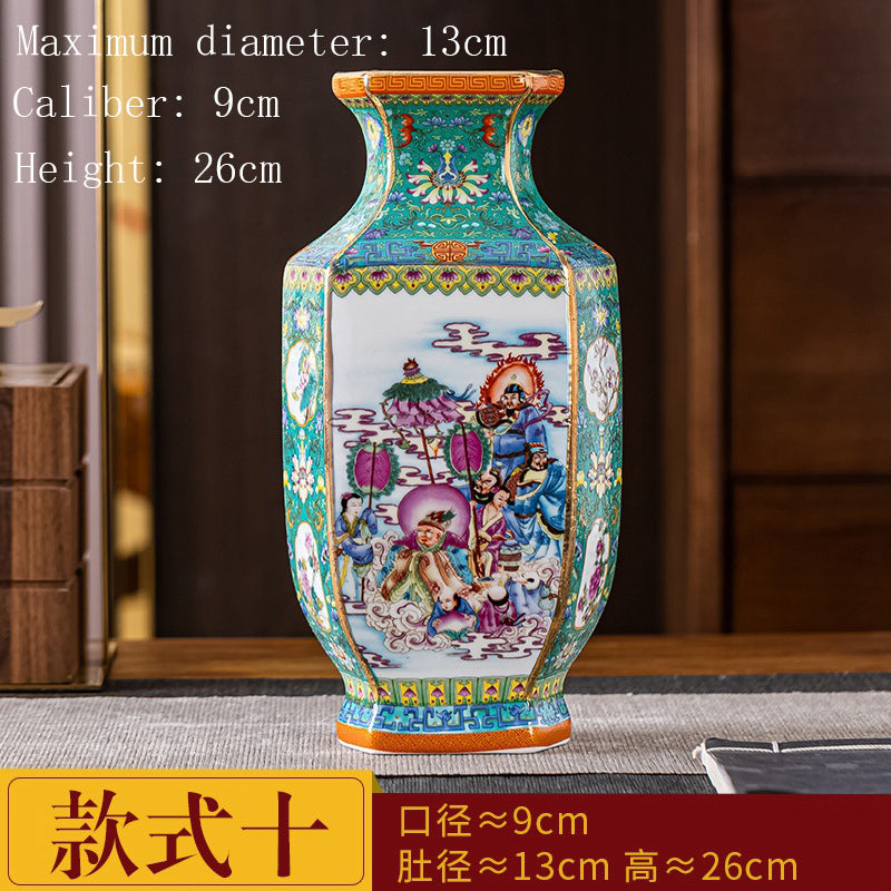 Enamel Colored Ceramic Vase Study Living Room Decoration Chinese Retro Golden S image 3