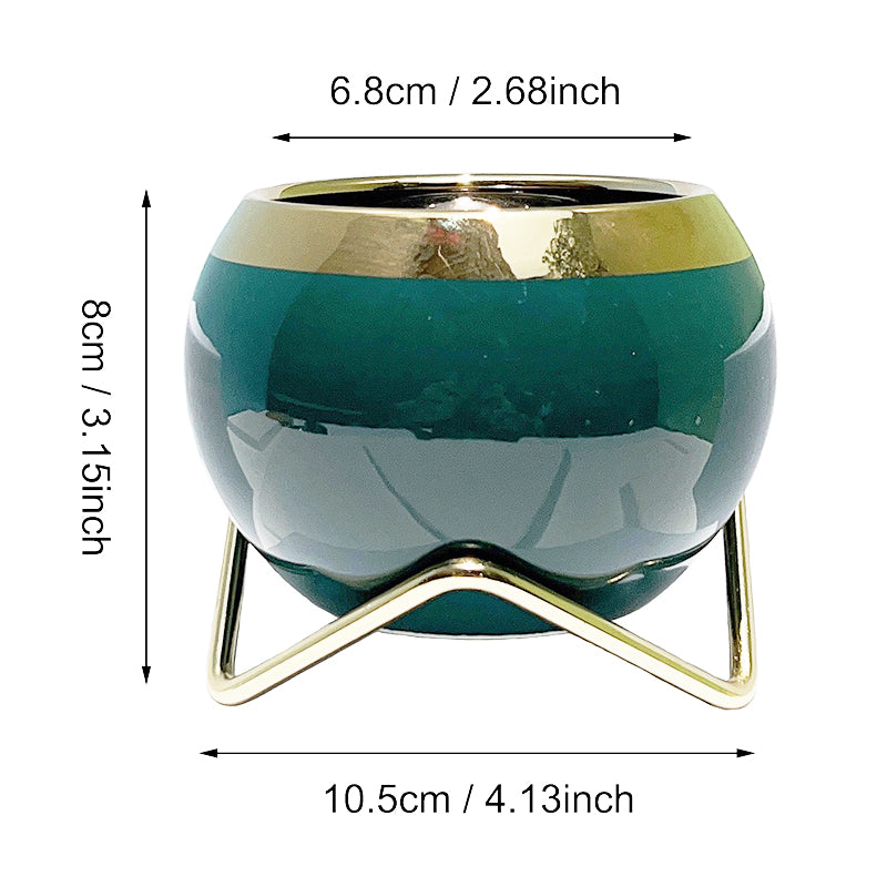 Nordic INS Style Luxury Gilded Ceramic Small Flowerpot with Golden Bracket Crea image 16