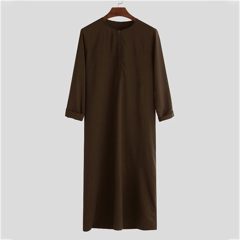 Muslim Robe Muslim Male Shirt with Zipper Design Loose Neck Muslim Clothing image 5