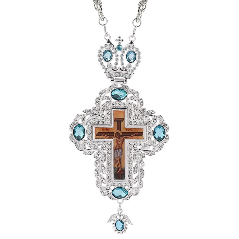 Gold Plated Pectoral Cross Christian Church Crown Necklace For Women Men image 4