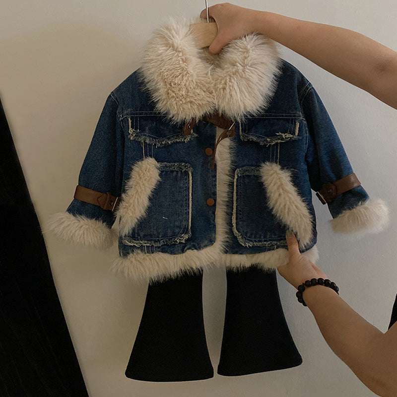 Kids Clothes Toddler Jacket 2023 Winter Coat Outerwear Girls' New Plush Polo Co image 1