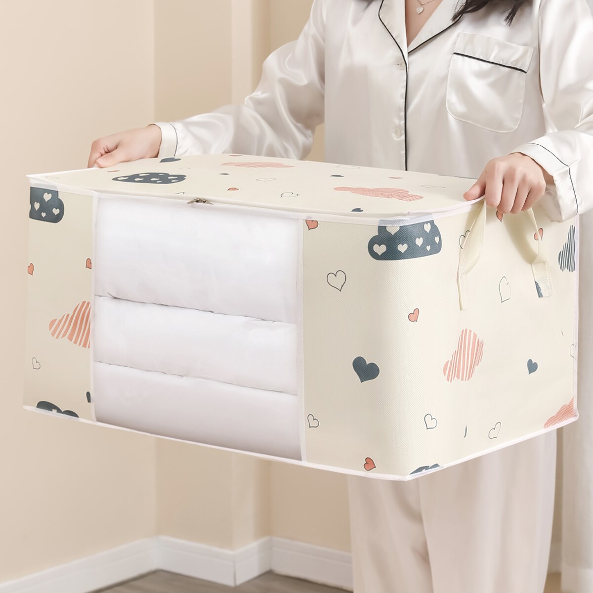 Large Capacity Clothes Storage Bag Organizer With Reinforced Handle Suitable Fo image 6