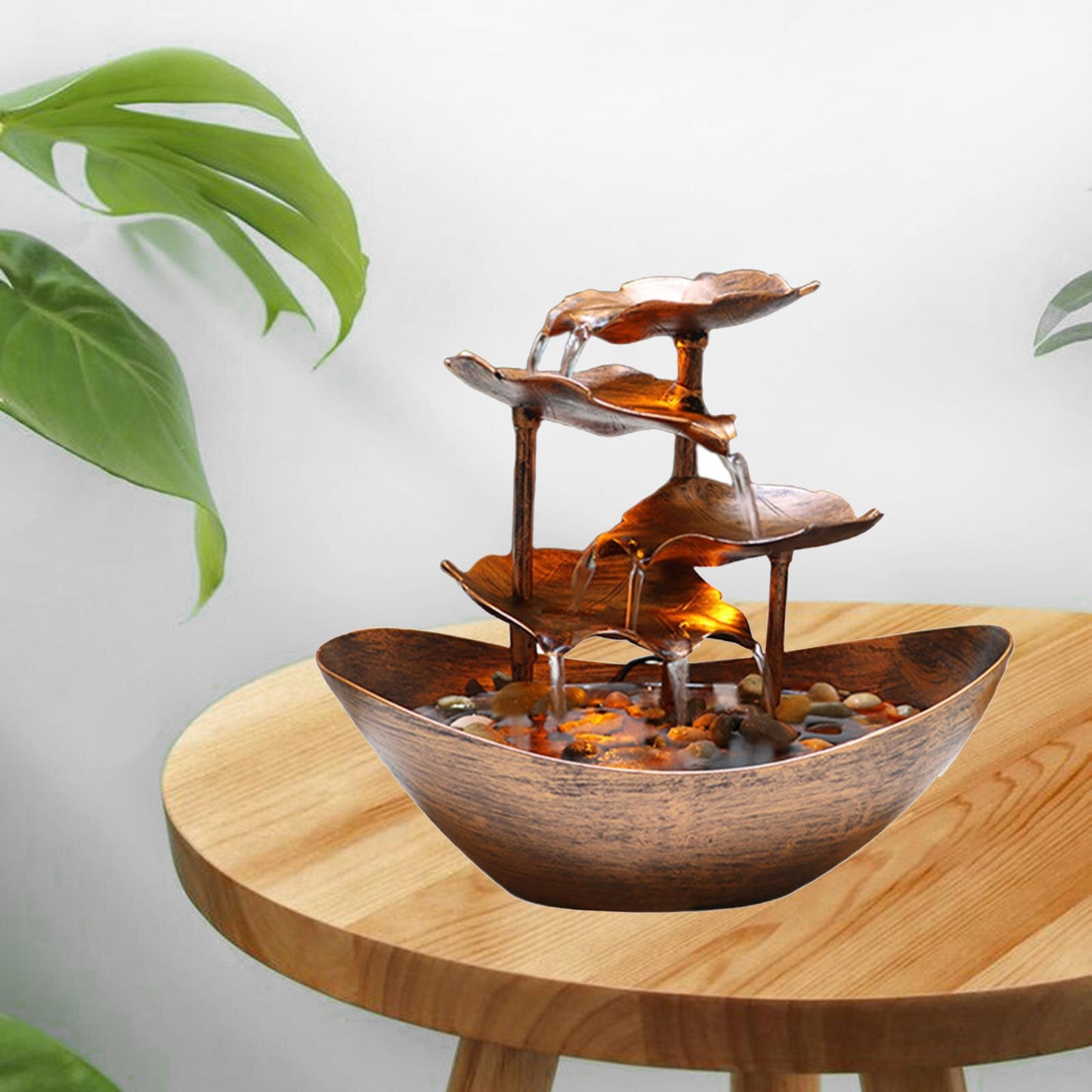 USB Tabletop Water Fountain Ornament Waterfall W/LED Light 4-Tier Home image 10