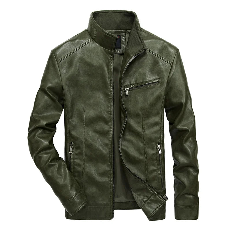 PU Leather Flight Jacket Black Brown Pilot Coats for Men Bomber Jacket Business image 0