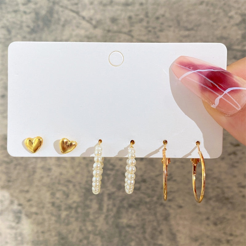 Boho Resin Colorful Earrings Set For Women Pearl Butterfly Gold Color Metal Cir image 13