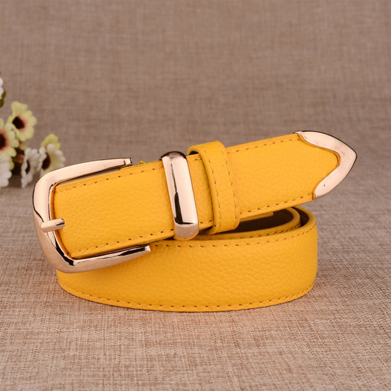 Fashion Women Leather Belts High Quality Gold Buckle Best Matching Dress Jeans image 2