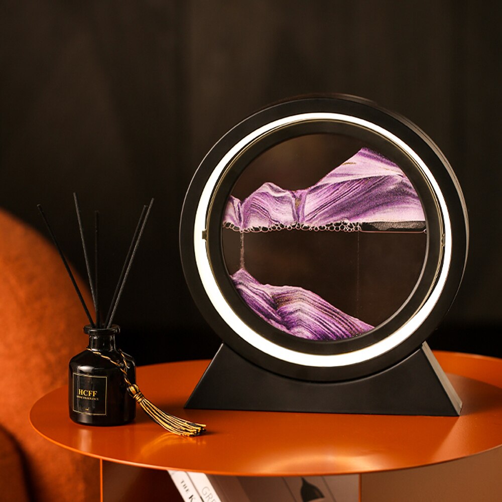Moving art sand Hourglass table lamp Craft quicksand 3D Natural Landscape image 9
