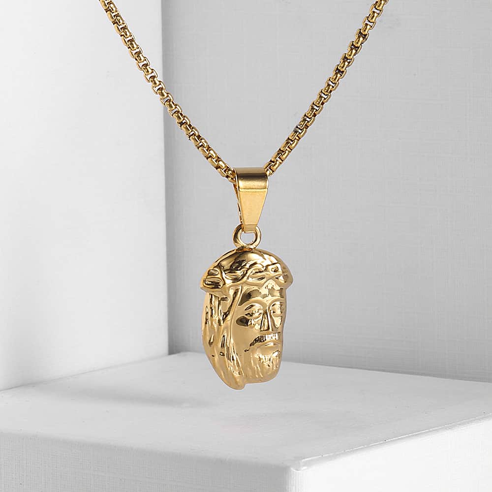Trendsmax Women's Necklace Jesus Pendant Gold Color Box Chain For Men image 5