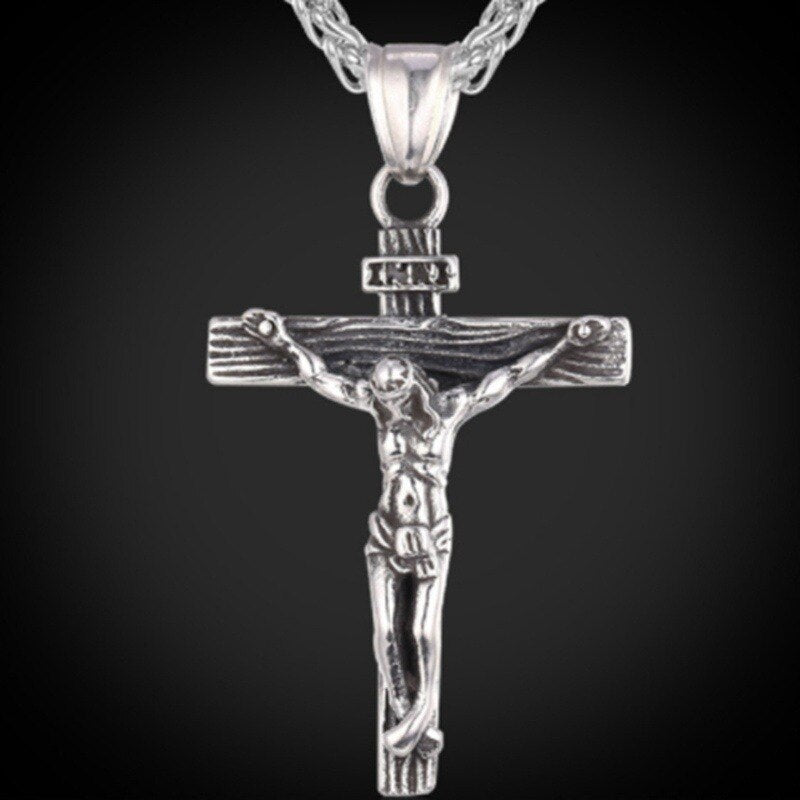 Christian Jesus Crucifix Men Necklace Gold Plated Cross Religious Pendant Neckl image 2