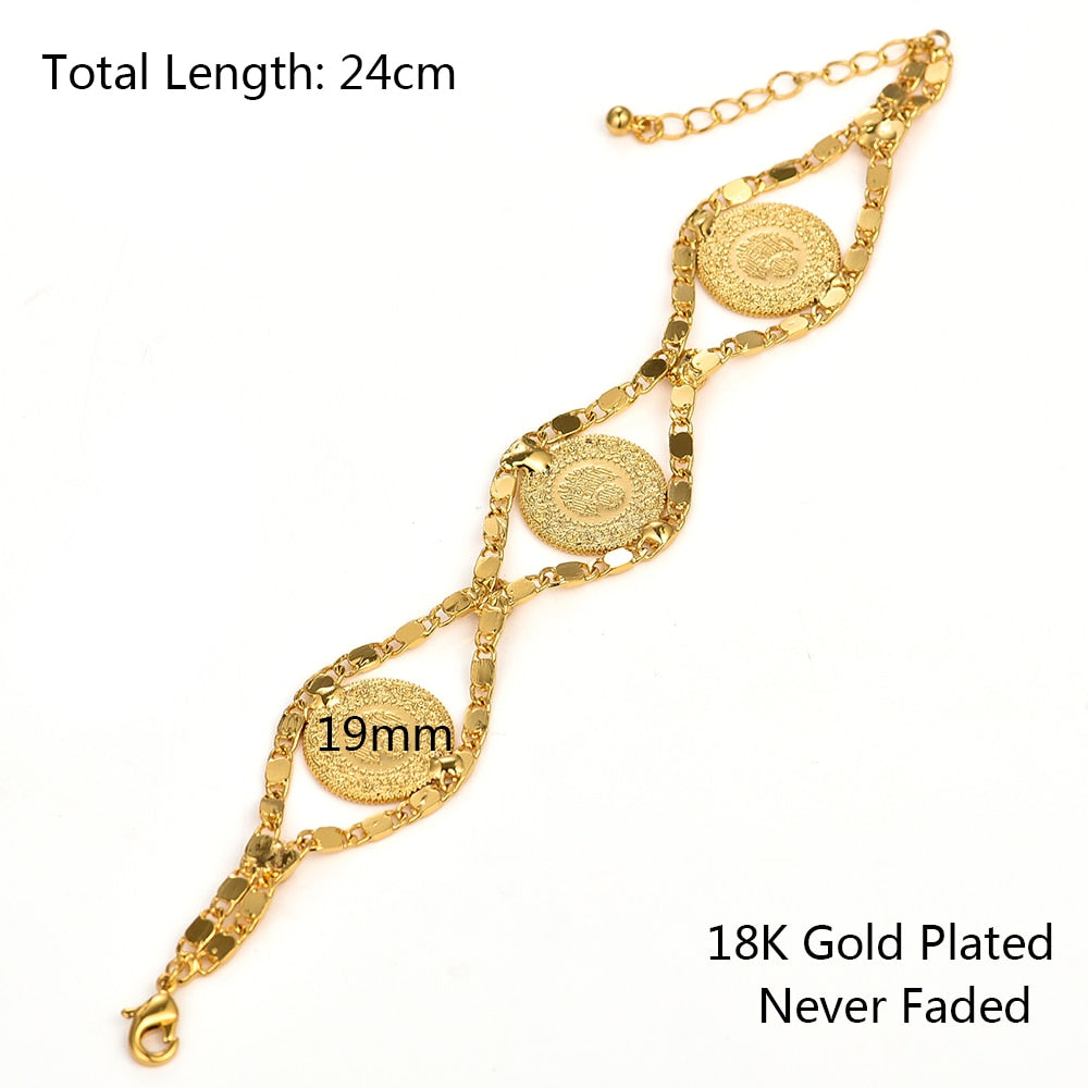 Gold Color Turks Simgesi Osmanli Turasi Muslim Islam Bangle Arab Jewelry image 11