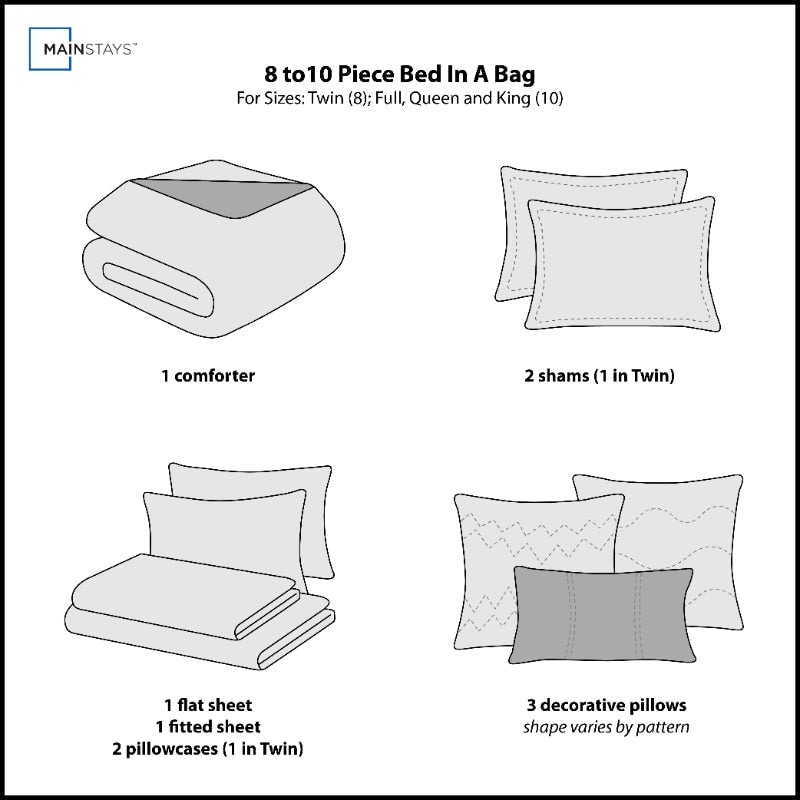 Mainstays 10PCS Red Geometric Bed in a Bag Bedding Set with Sheets and 3 Dec Pi image 1