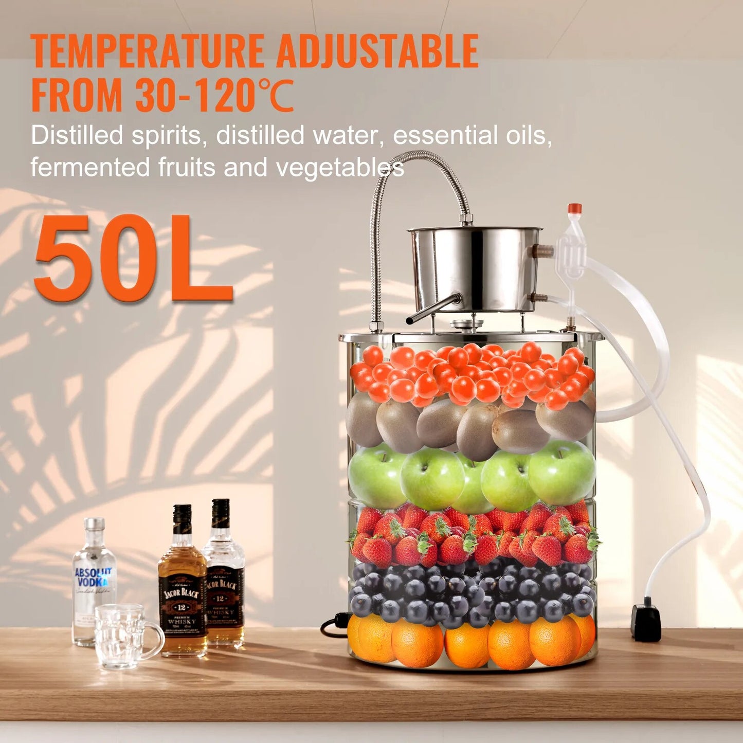 VEVOR 30/50L Stainless Steel Alcohol Distiller Alcohol Still Essential Oil Brew image 6