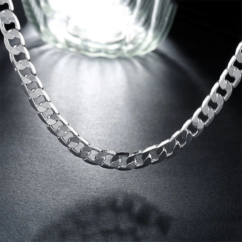 Special offer 18K gold Necklaces 925 Stamp Silver color Classic 8MM sideways ch image 4