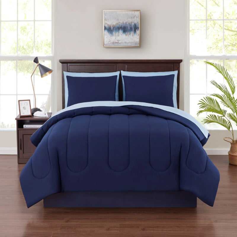 Mainstays Navy 7 Piece Bed in a Bag Comforter Bedding Set with Sheets image 1