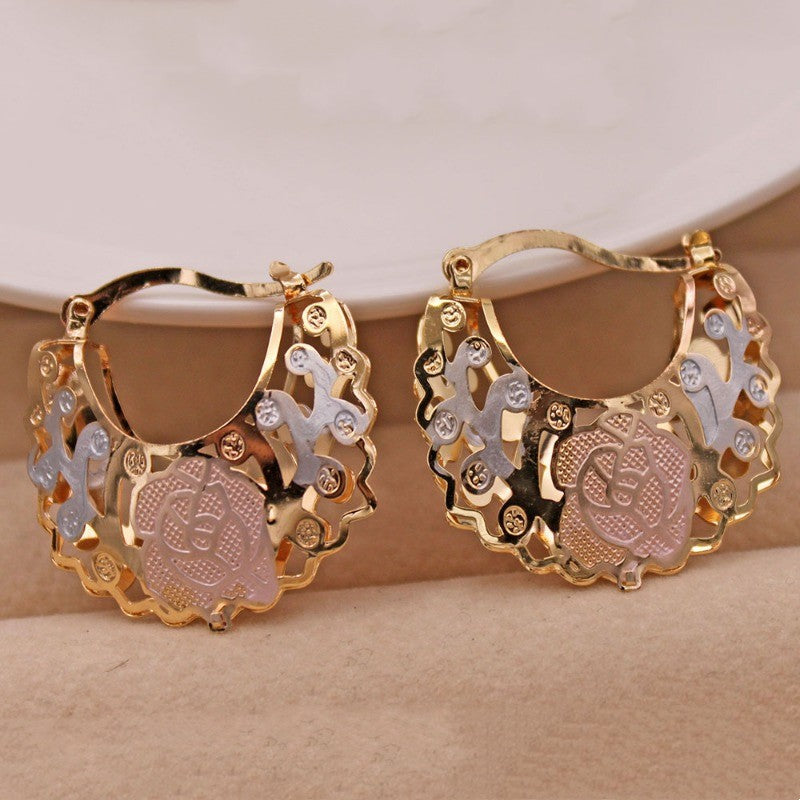 Trendy Gold Color Hollow Out Hoop Earrings For Women Fashion Jewelry Accessori image 2