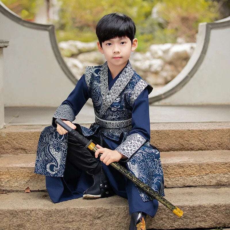 Middle Litter-aged Children's Spring Costume Brocade Satin Surface Chinese Trad image 5