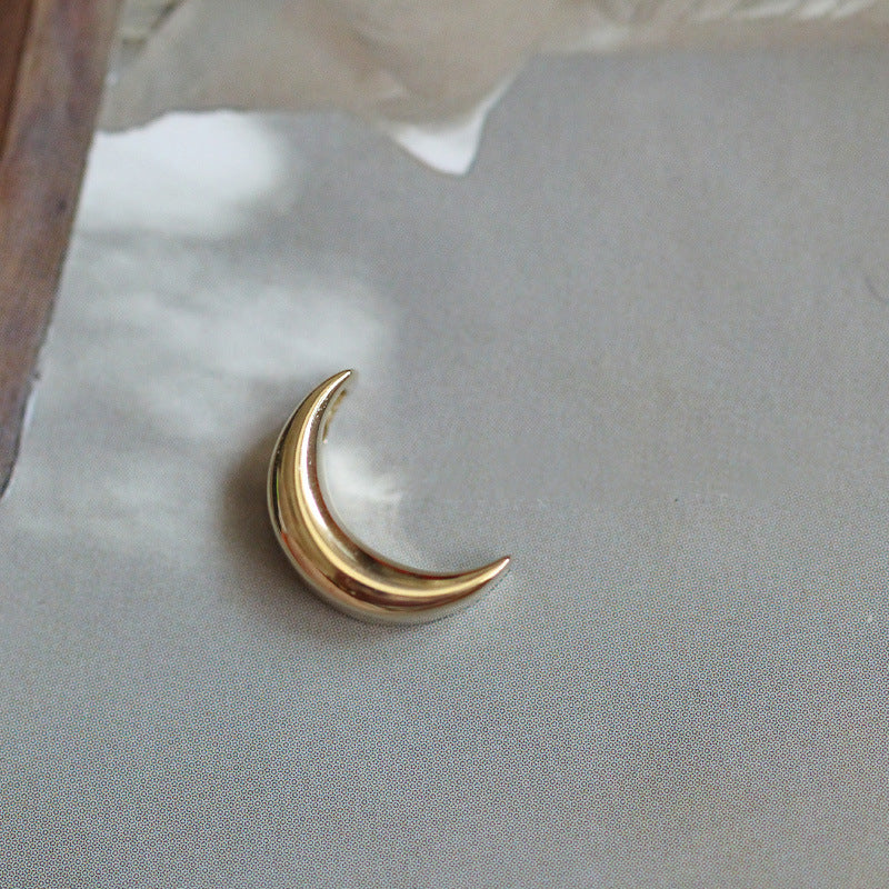 S925 sterling silver plated 14K gold necklace light plate small moon elegant en image 4