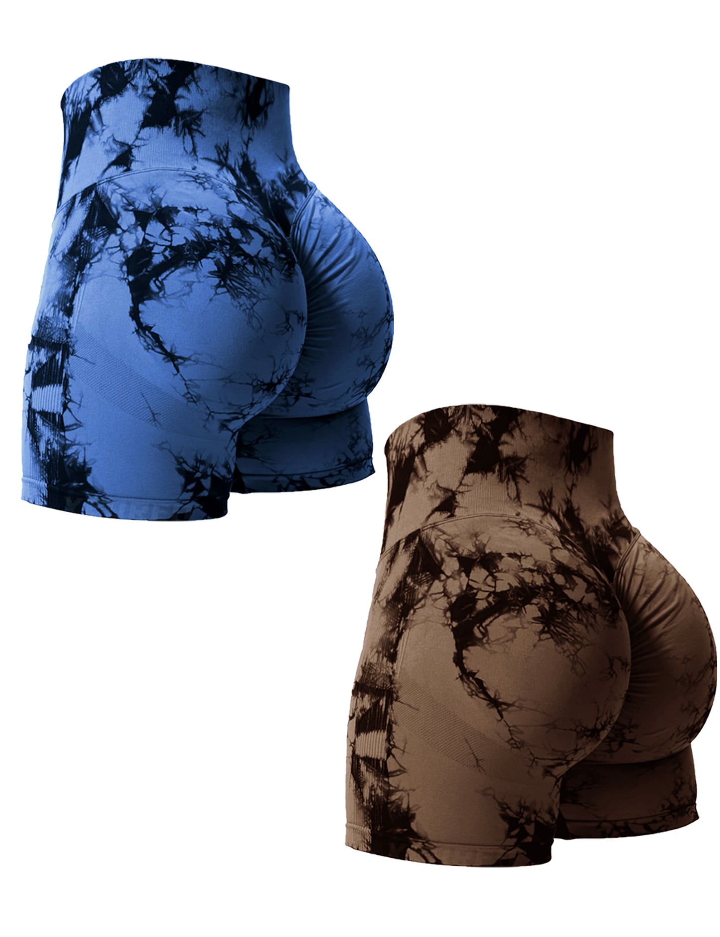 2PCS Tie Dye Butt Lifting Sexy Gym Shorts Woman Skinny Stretch High Waist Sport image 4
