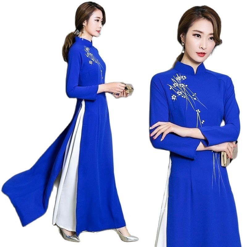 Traditional Vietnam Woman Retro Ao Dai Elegant Chinese Style Cheongsam Vintage image 1
