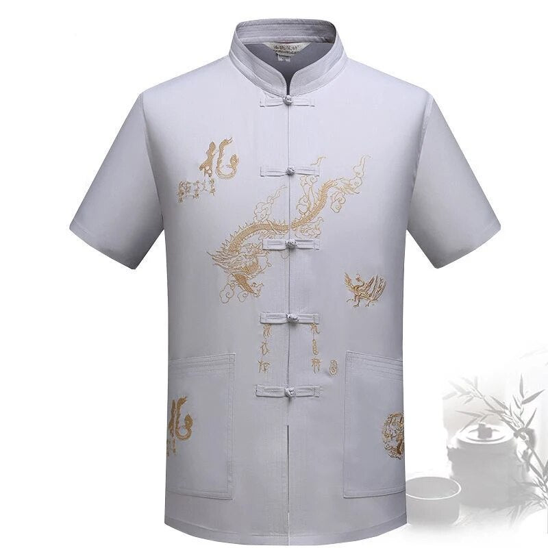 Chinese Traditional Tang Clothing Kung Fu Suit Fashion Casual Embroidery T-shir image 17
