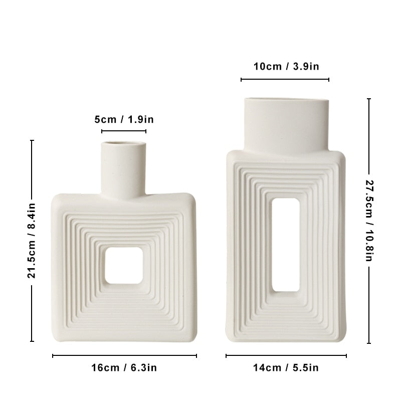 Square Ceramic Vase Modern Nordic Boho Style Vases For Living Room Shelf Table image 3