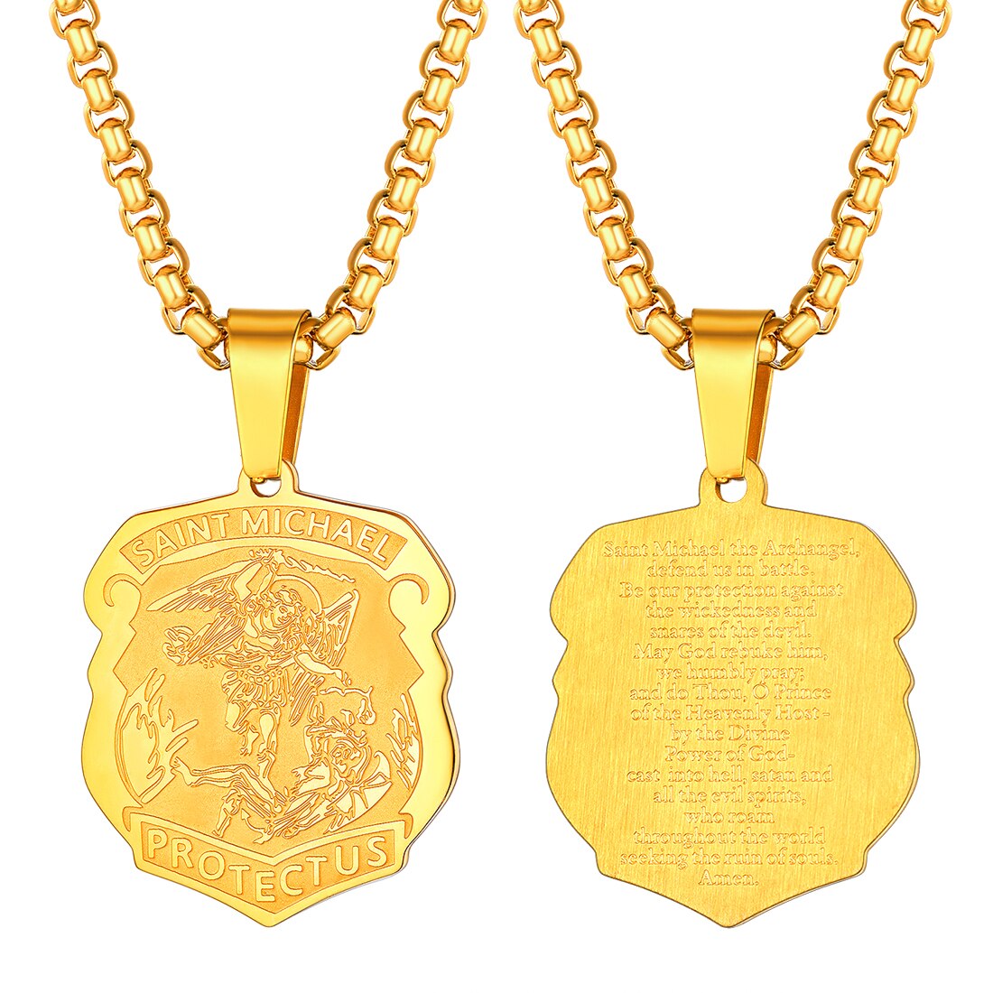 U7 Saint Michael The Archangel Gold Necklace Saint Michael Pendant Religious image 2