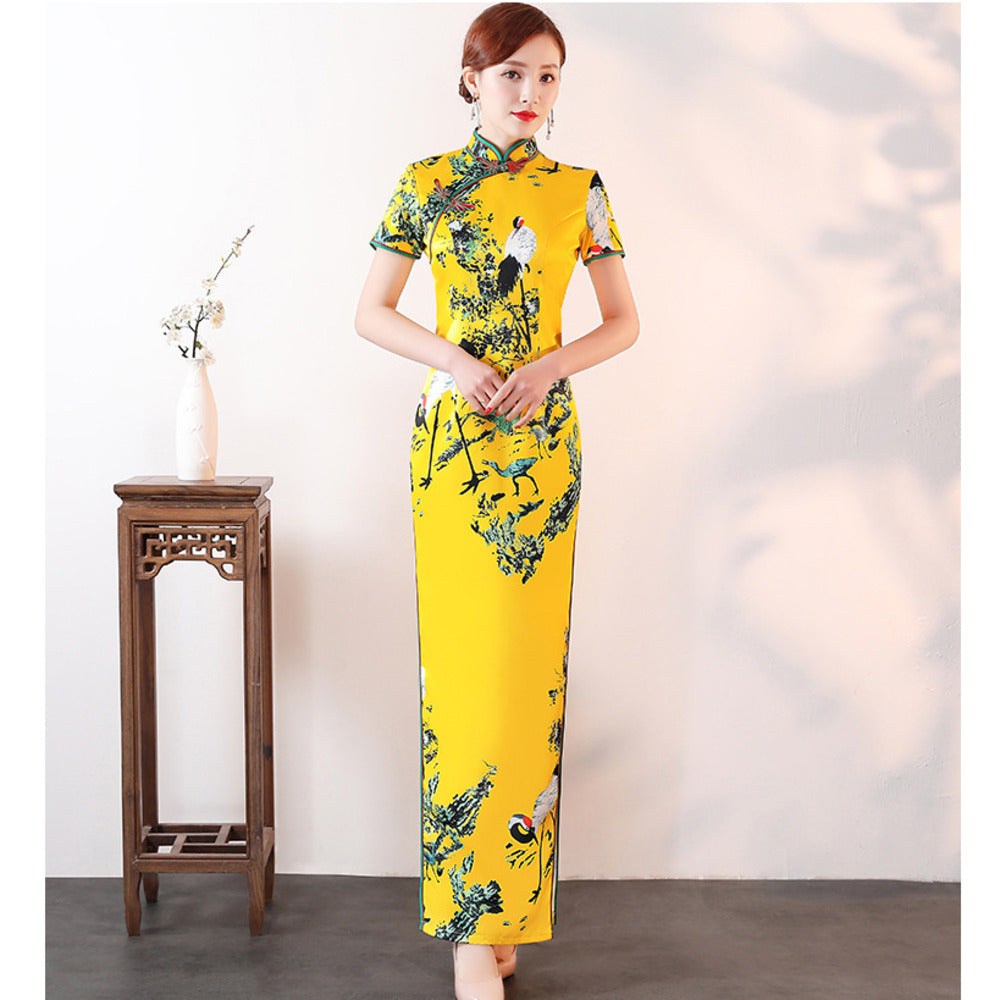 Ao Dai Vietnam Traditional Cheongsam Gown Elegant Oriental Evening Long Dress C image 2