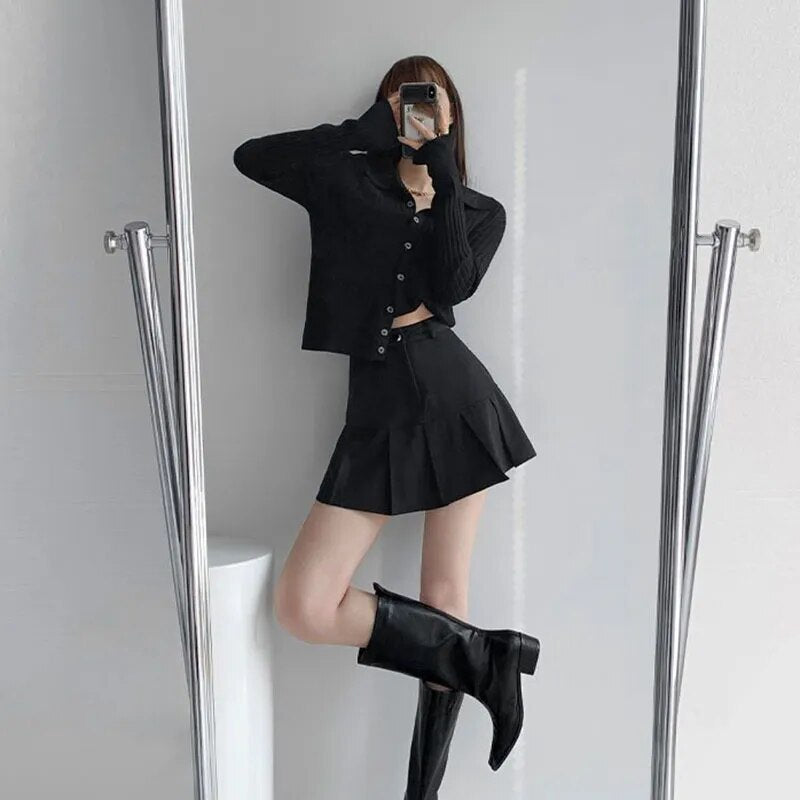 Y2K Vintage High Waist Pleated Skirt Women College Style Uniforms Safety Pants image 7