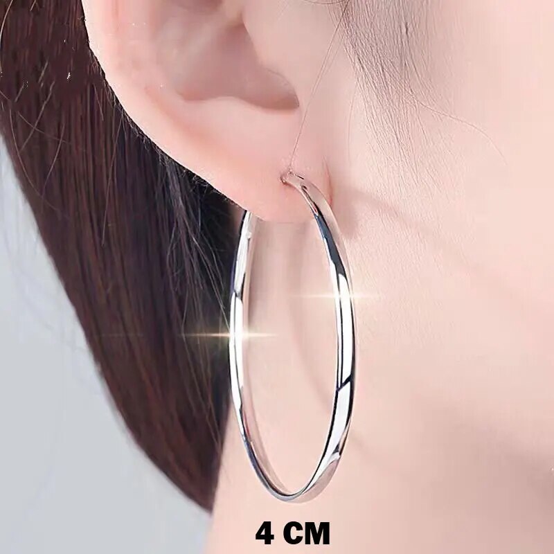 Senlissi - New 18K Gold Plated Hoop Earrings For Women 925 Sterling Silver 3.0 image 1