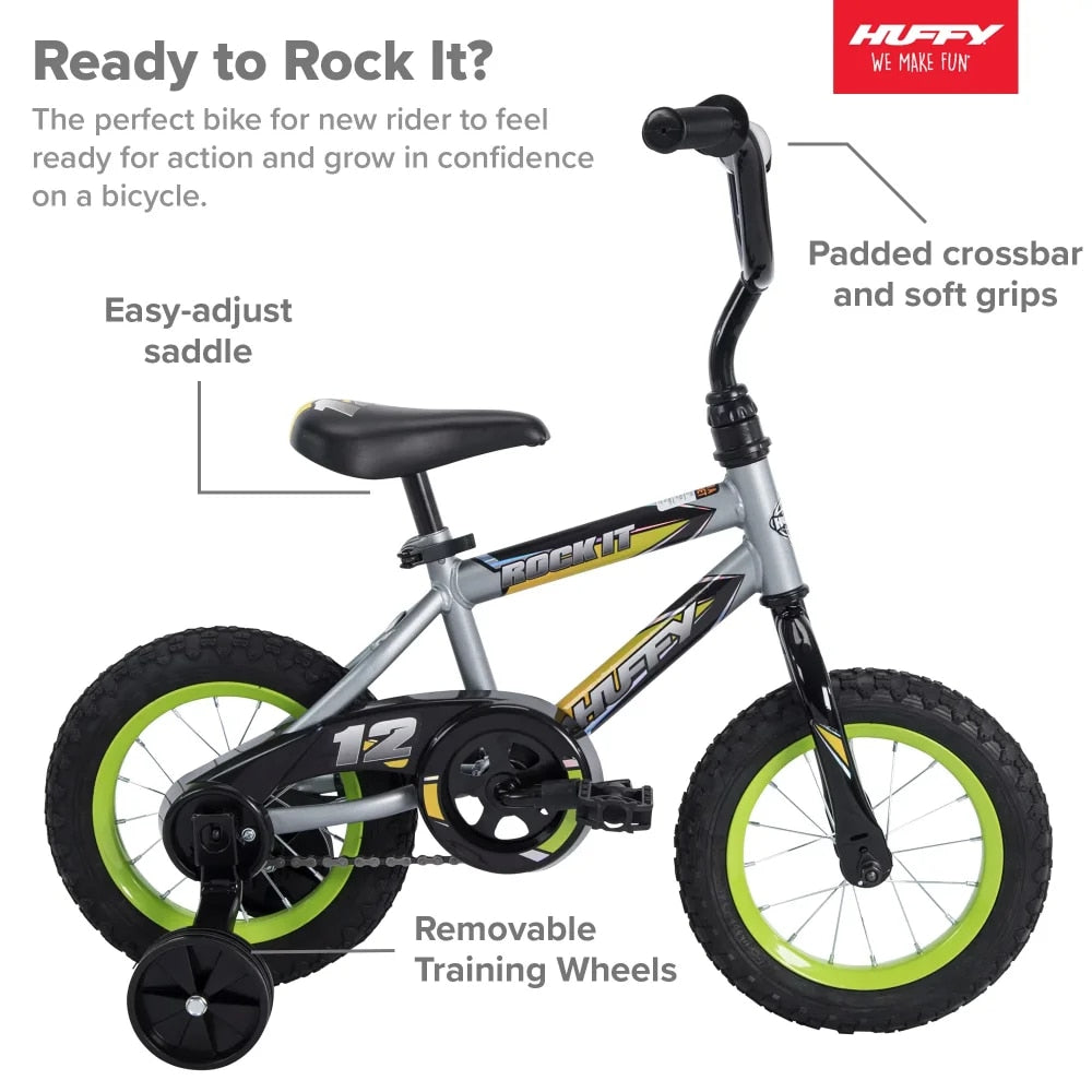 12 In. Rock It Boy Kids Bike, Silver Matte and Lime Mini Velo Pliant Popular image 3