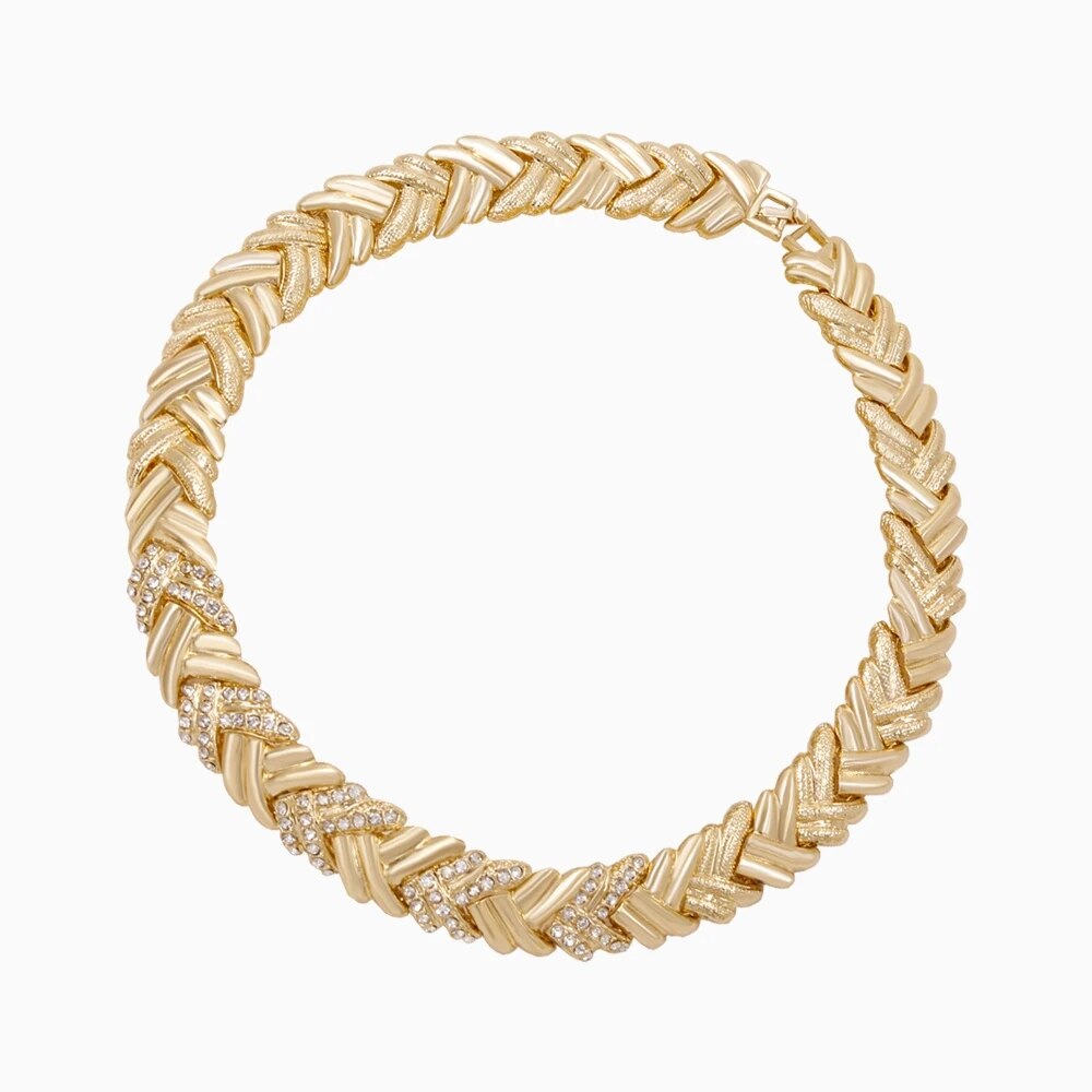 Jewelry Set for Women Bridal Dubai Gold Color Crystal Necklace Bracelet Nigeria image 2