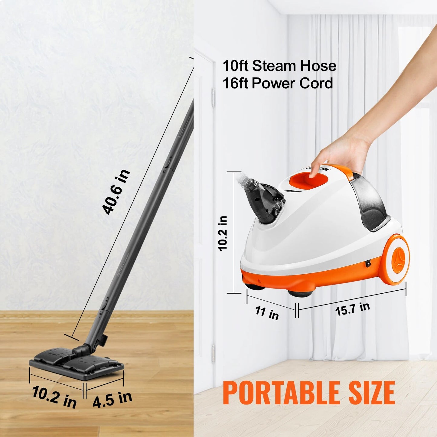 VEVOR Steam Cleaner W/ 85/51/45oz Tank Portable Steam Cleaner Chemical-Free Ste image 6