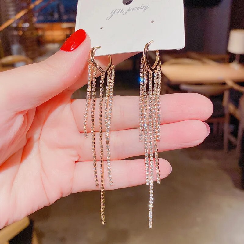Zircon Wheat Tassel Pendant Gold Color U-shaped Earrings for Women 2023 New Fas image 38
