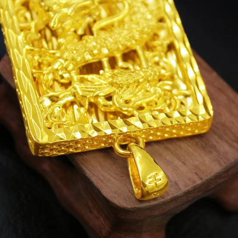 18 K Yellow Gold Color Atmospheric Men's Dragon Pendant Jewelry Wedding Engagem image 3