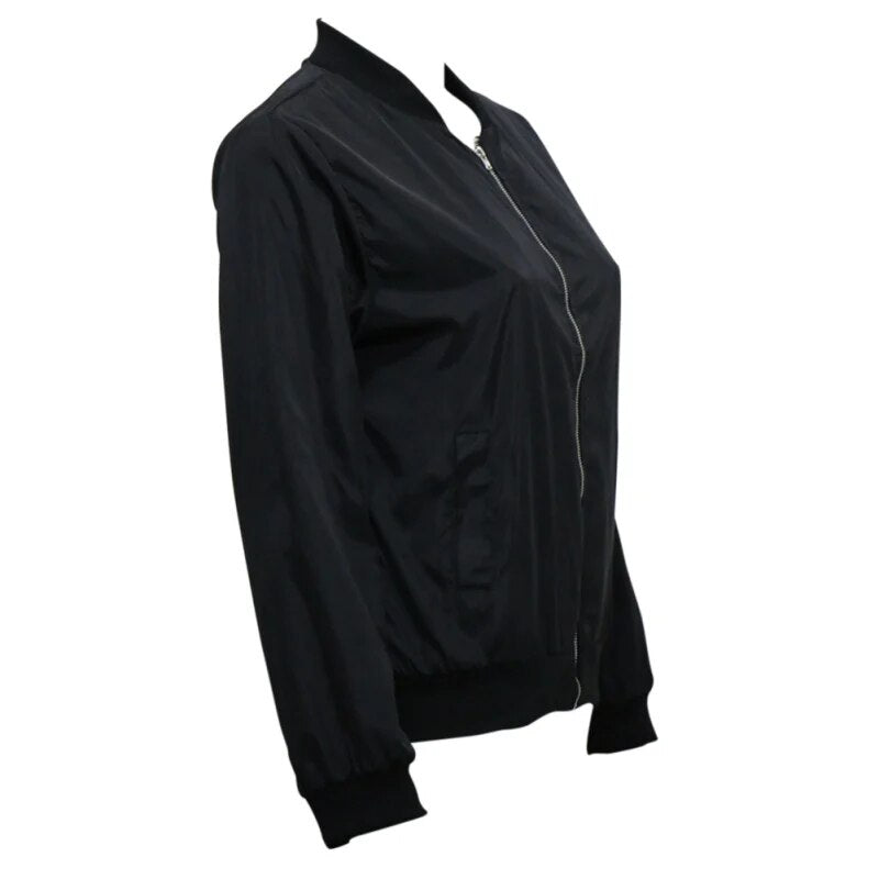 Spring Autumn Women Thin Jackets Tops Basic Bomber Jacket Long Sleeve Coat Casu image 2