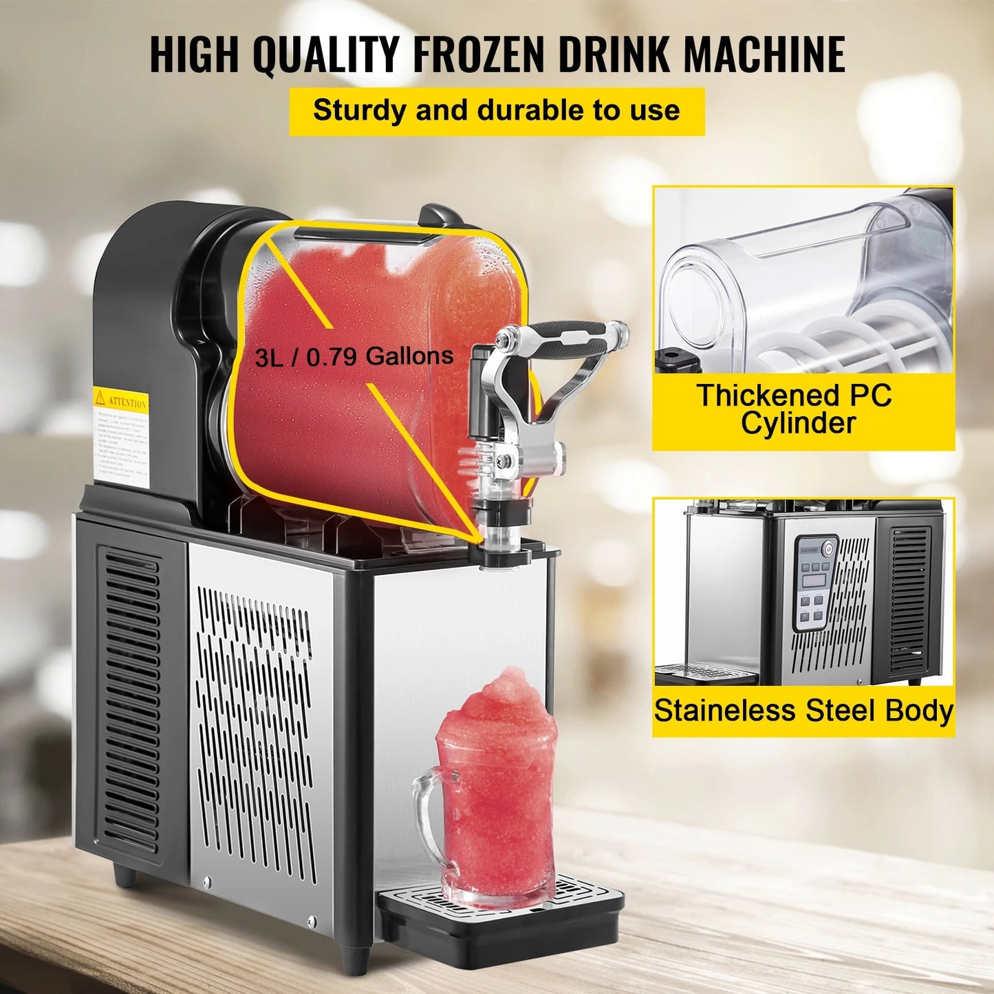 VEVOR 3/6L 1/2 Jar Commercial Slushie Machine Slush Maker Frozen Drink Dispense image 3