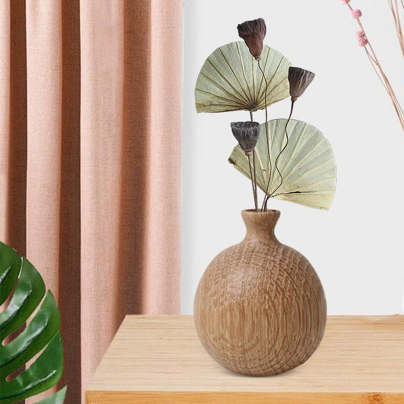 Rustic Wood Vase Table Flower Stand Vase Ornament Handmade Techniques Vase Deco image 7
