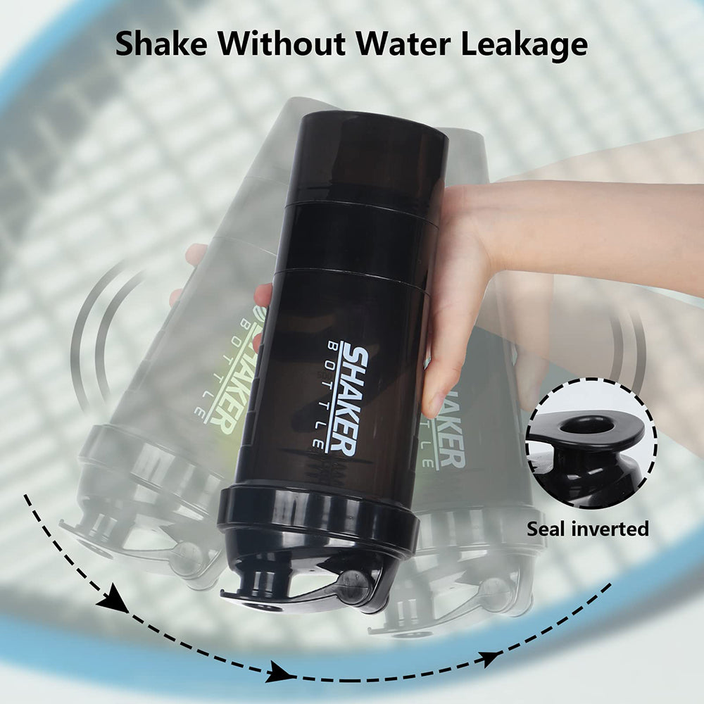 3 Layers Shaker Protein Bottle Powder Shake Cup Water Bottle Plastic Mixing Cup image 5