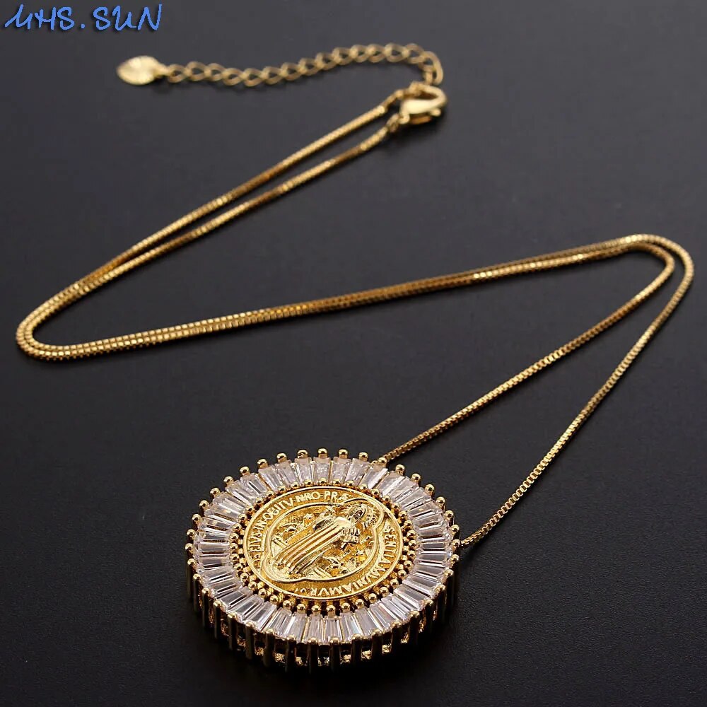 MHS.SUN Fashion Women Cubic Zircon Jewelry Gold/Silver Color Religion Jesus Pen image 6