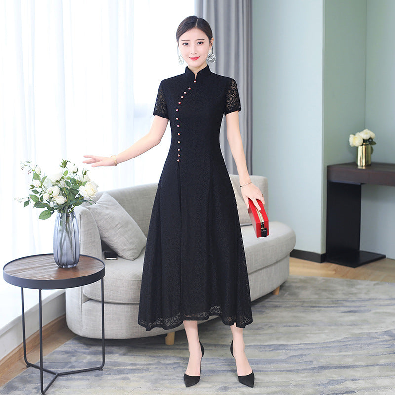 2022 News Summer Aodai Vietnam Qipao Dress for Women Traditional Clothing Lace image 2