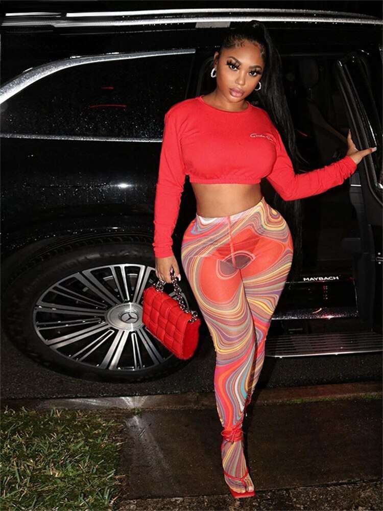ropa aesthetic y2k pants Mesh Printing Sheer Cute Panty Skinny See Through image 1