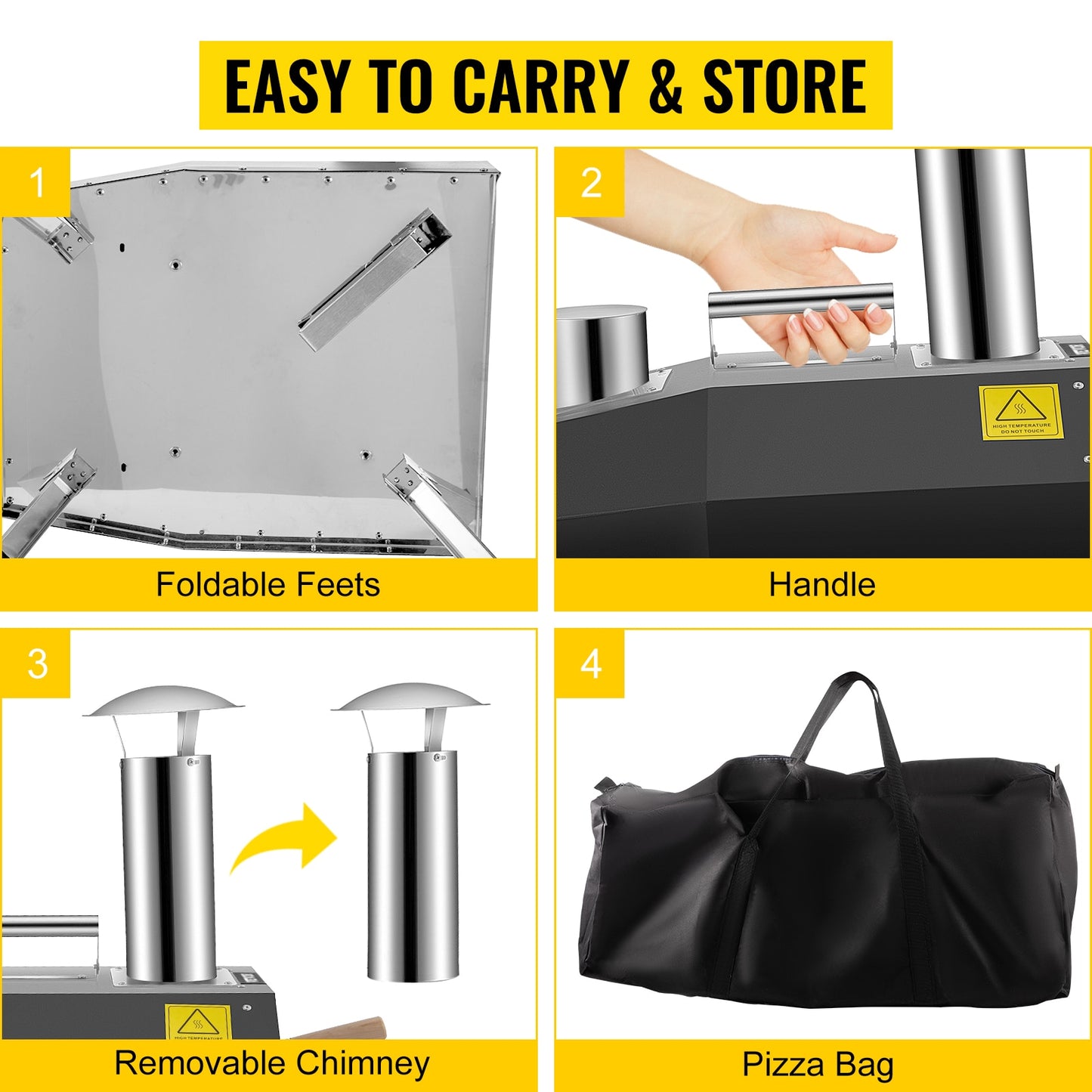 VEVOR Portable Pizza Oven Good Insulation Effect 304 Stainless Steel Foldable F image 2