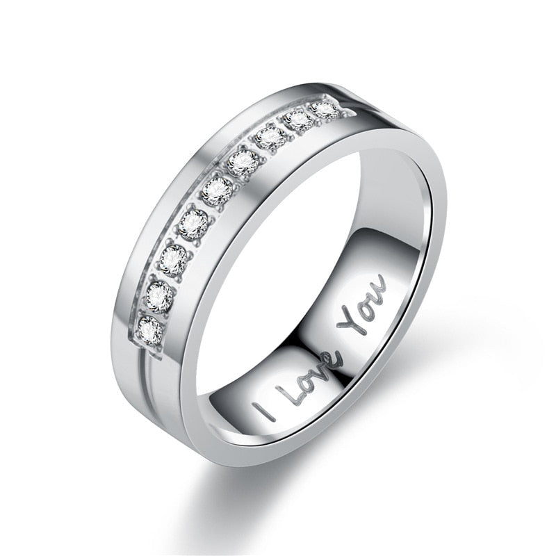 Fashion Women Men Titanium Steel Ring Classic Letter I Love You Rings Gold Colo image 8