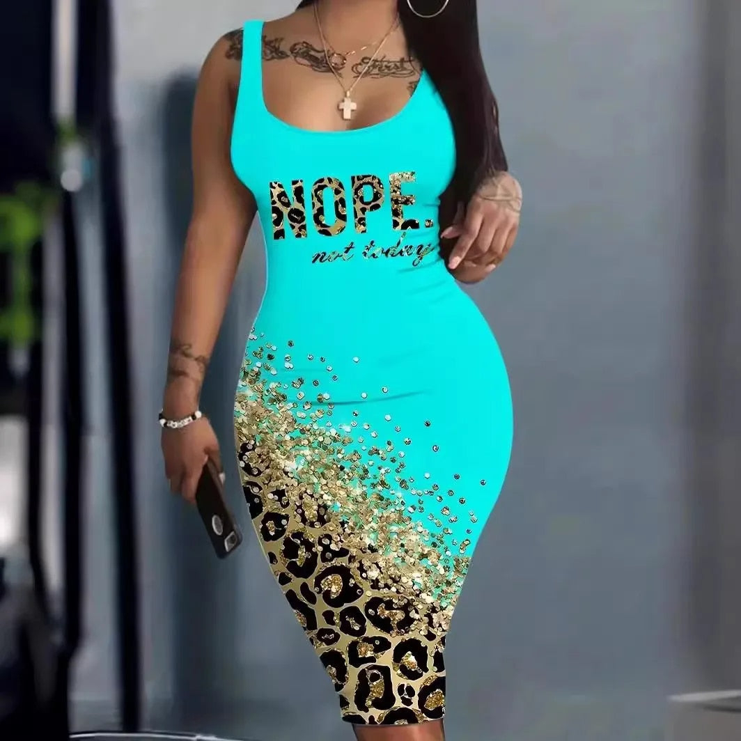 2024 Spring Summer Women's Plus Size Dresses Fashion Contrast Leopard U-Neck image 0